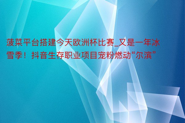 菠菜平台搭建今天欧洲杯比赛_又是一年冰雪季！抖音生存职业项目宠粉燃动“尔滨”